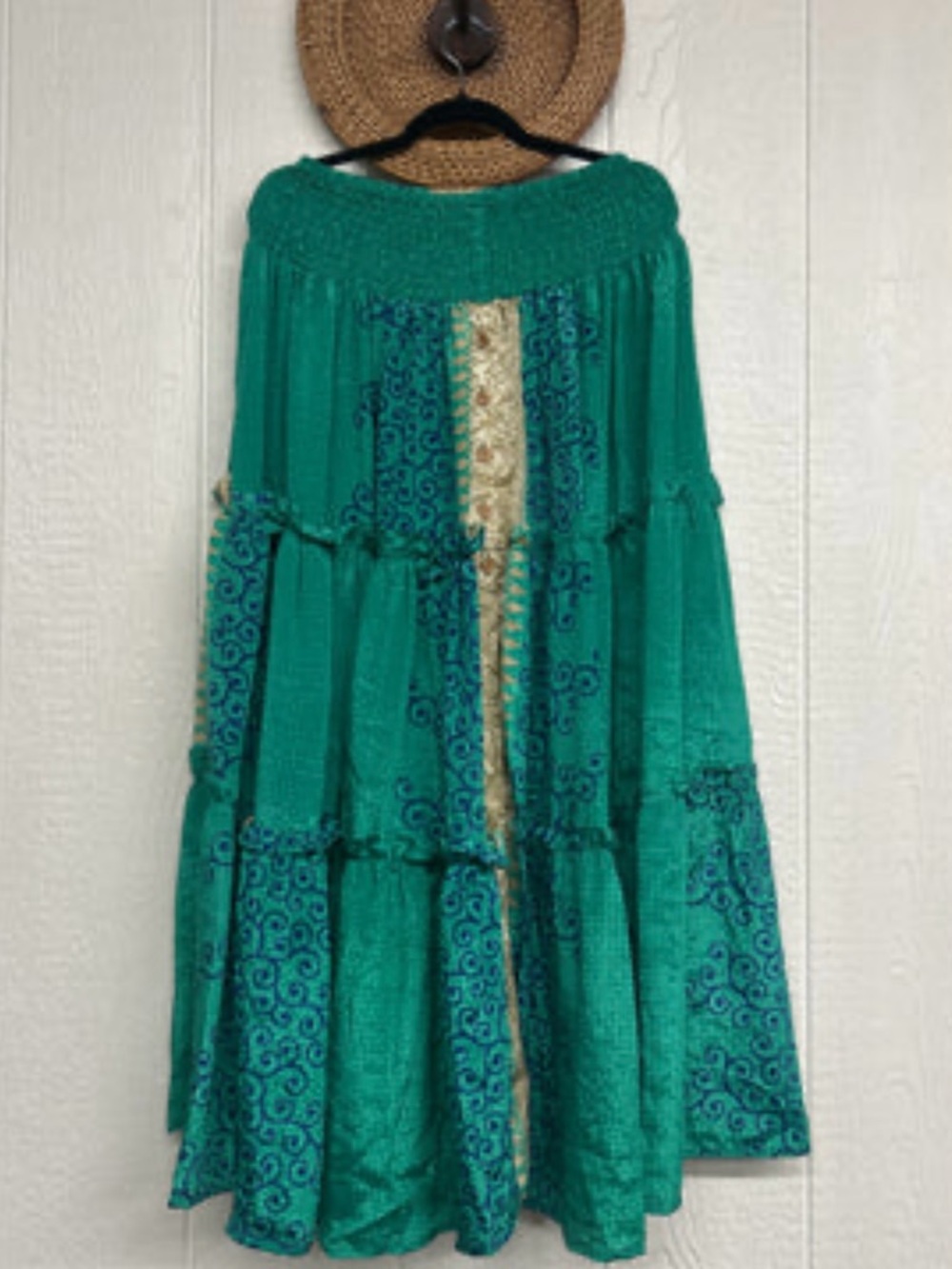 Teal Tiered Bohemian Maxi Skirt